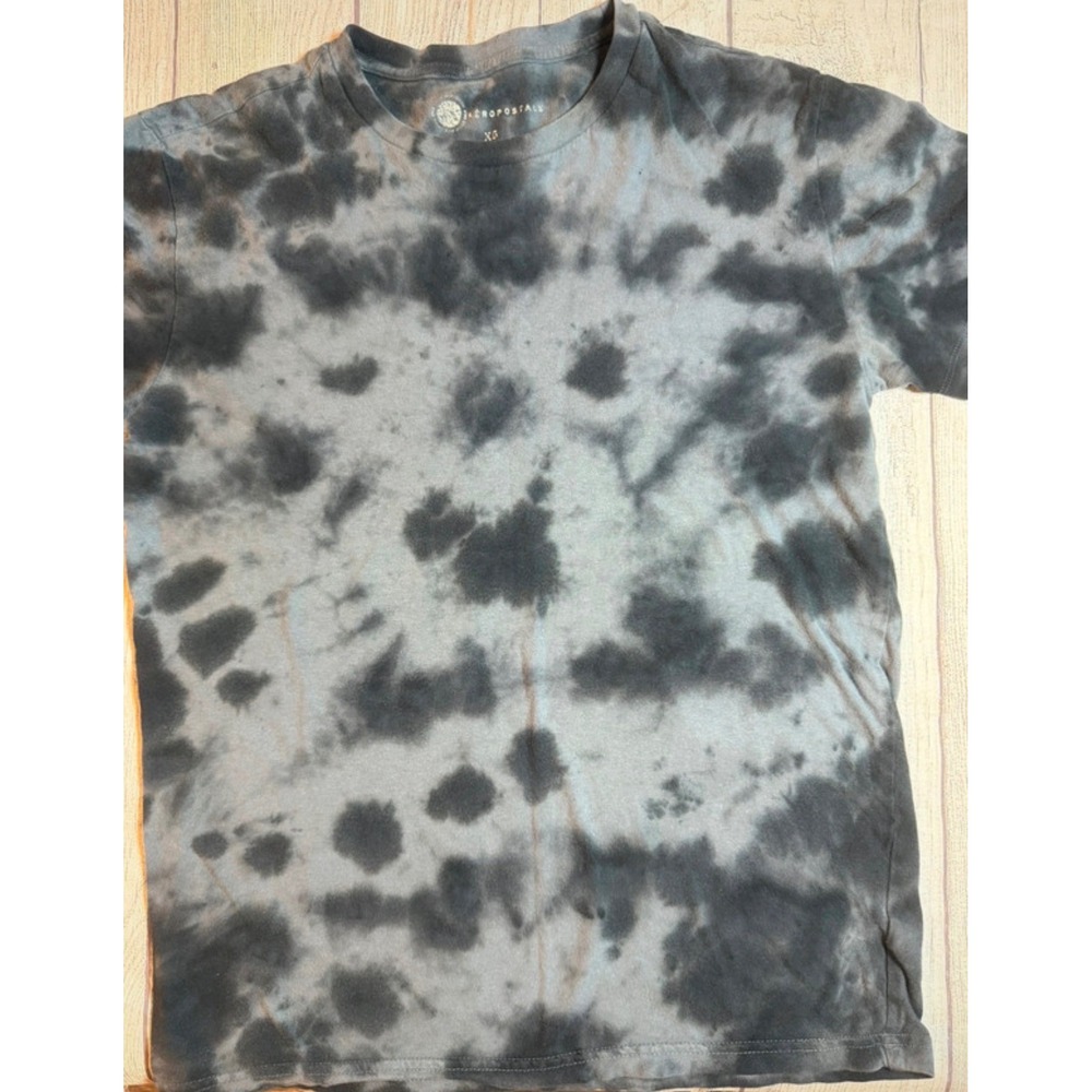 Aeropostale Mens XS Tie Dye T-Shirt Y2K Charcoal Grey Short Sleeve Crew Neck Tee